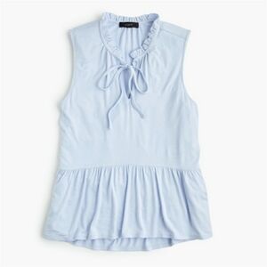 J Crew Ruffle Trimmed Tie Front Top Shale Blue Size Medium